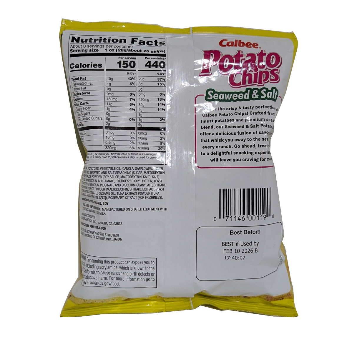 Calbee Seaweed Potato Chips