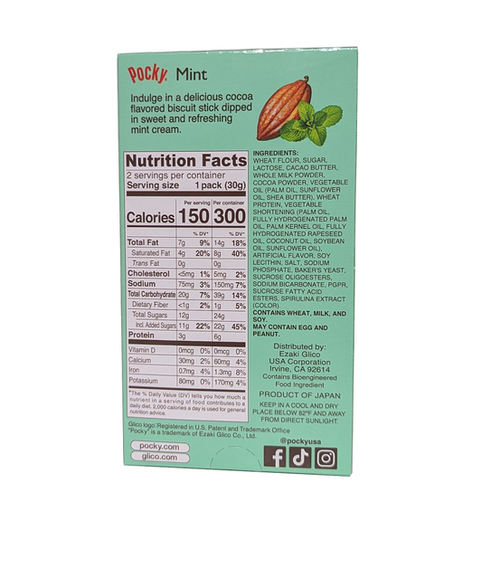 Nutrition facts label and ingredients list on a green background