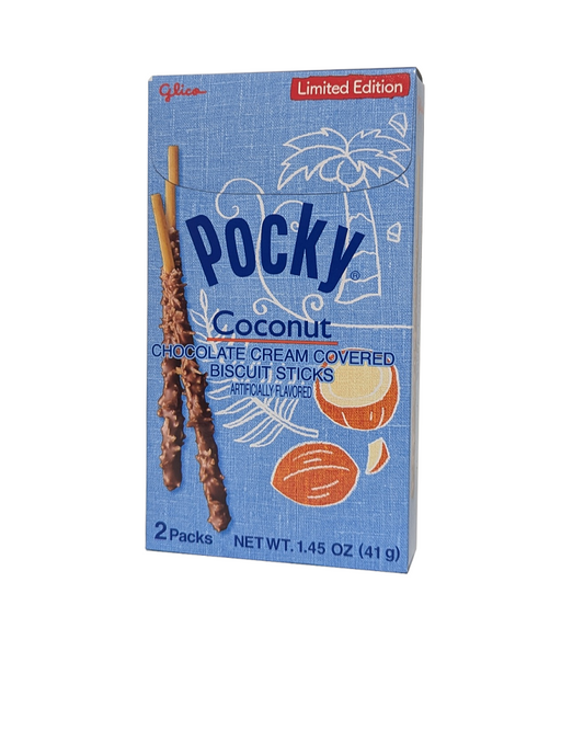 Box of Pocky Coconut flavor on a white background